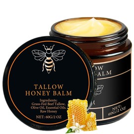 Grass-Fed Beef Tallow and Honey Balm, Beef Tallow Skin Care, Moisturising Cream for Face & Body, Deeply Hydrating, Softens Dry Skin