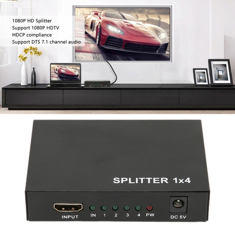 HD Multimedia Interface Splitter 1 in 4 Out 1080P Mirror