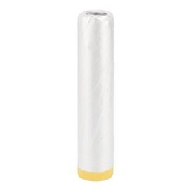 Partuto 1 Pcs Universal Pre-Taped Masking Film Plastic Cover PE Film Paper White Yellow 400x2000cm / 65.62ftx157.48