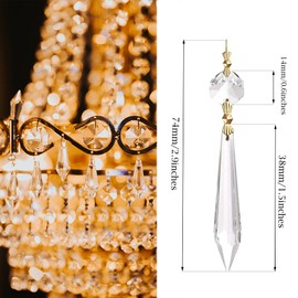 Pack of 20 Decorative Crystal Pendant Beads Crystal Glass Pendant Chandelier Prisms Chandelier Crystal Beads Pendant Drops for Curtains Lights Vases Christmas Decorations 38 mm
