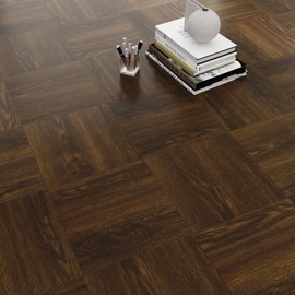 FlorExp Peel and Stick Vinyl Floor Tiles 40-Pack Floor Tile with Wood Effect 1.5mm Thick 12×12 inch Floor Tiles Waterproof for Kitchen,Bedroom,Bathroom Cover 40 Sq.Ft,Dark Brown Wood