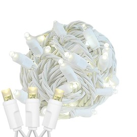 Novelty Lights 34ft Christmas String Lights, 100 Warm White LED Bulbs on White Wire, 4" Spacing, Connectable Indoor Outdoor Commercial Grade Lighting for Holidays Patio Weddings