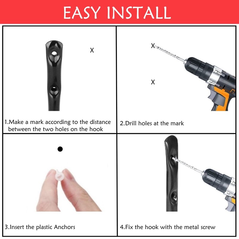 Heavy Duty Steel Garage Storage Utility Hooks, 8 Pcs Wall