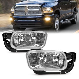 WEZEMLIGHT Fog Lights Assembly Replacement For 2009-2012 Dodge Ram 1500 2010-2018 Dodge Ram 2500 3500 Pickup Truck With H10 12V 42W Halogen Bulbs 1 pair