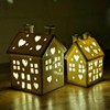 Fyne-Finds Warm LED House White Gloss Ceramic Hut Set Pair