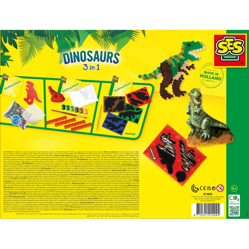 SES Creative 01409 Dinosaurs 3 in 1 Scratch, Bead &