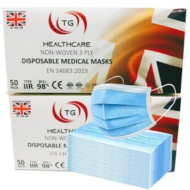 Ruiyang Pack of 100 Disposable Comfort Breathable Facial Cover 3 Ply Face Masks Blue(3 PLY FACE MASKS, 100 COUNT