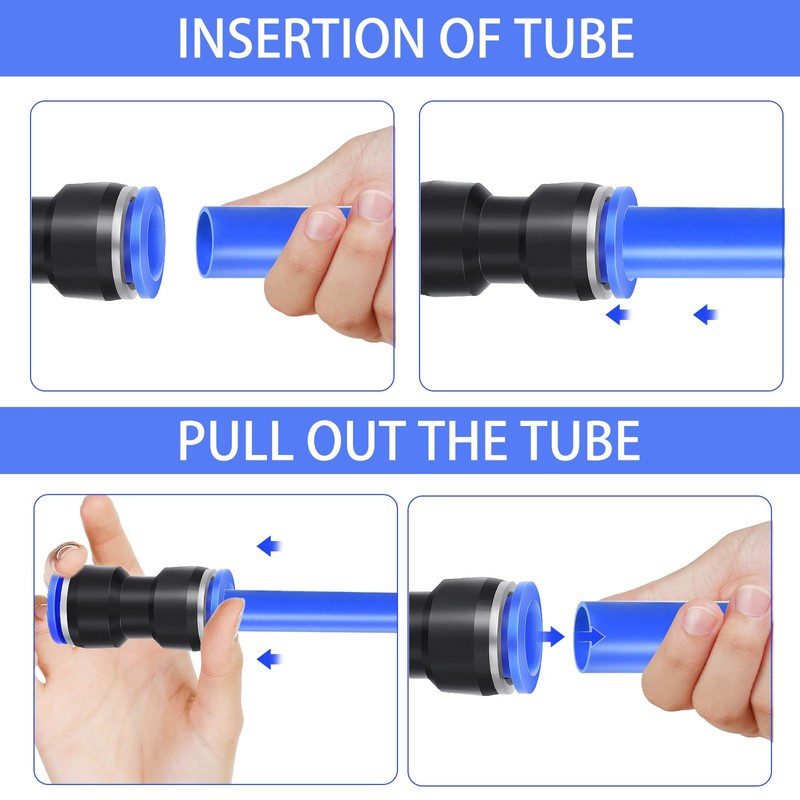 8mm Tube OD Push to Connect Fitting, Straight Pneumatic Connector,