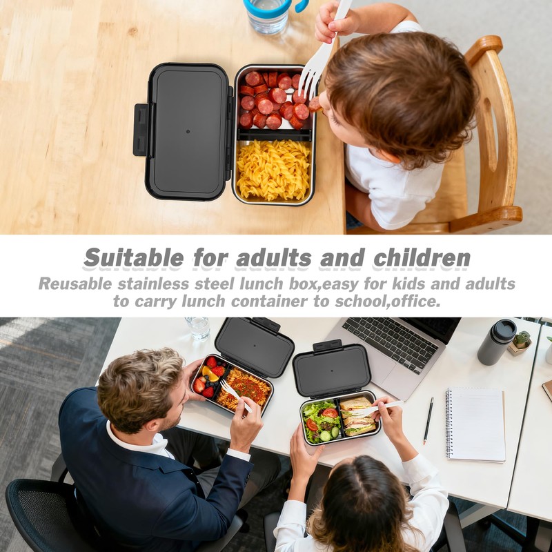 Reeple Stainless Steel Lunch Box, Leak-Proof Metal Bento Box with