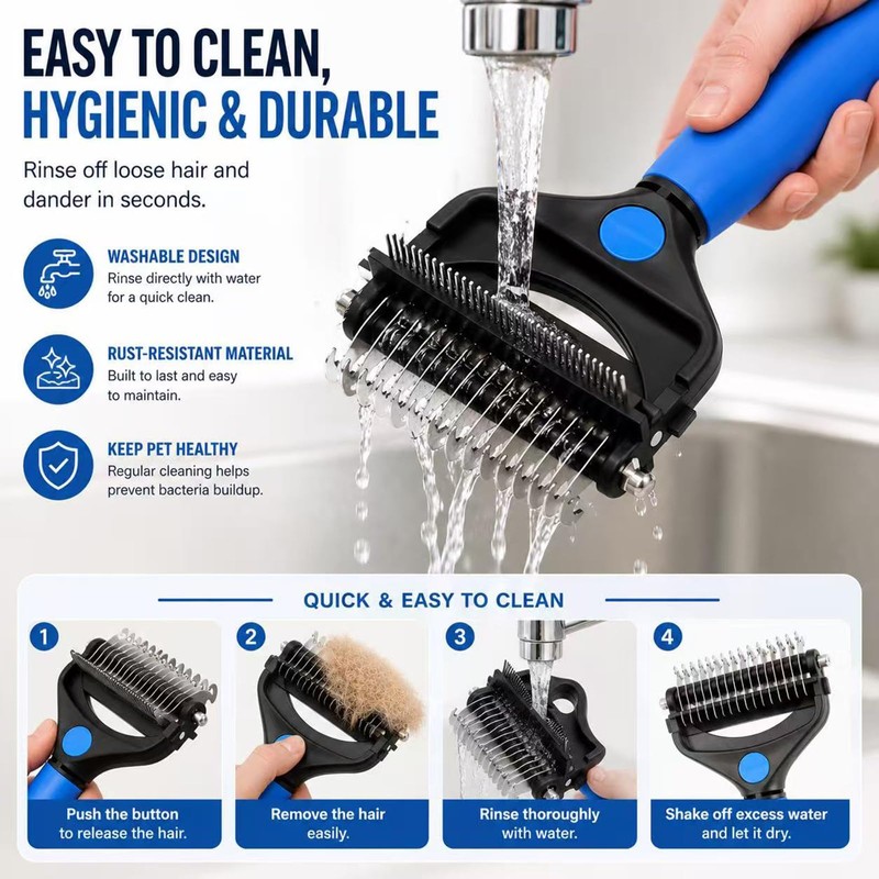 KIVMTAR Deshedding Dog Brush，3-in-1 Undercoat Rake for Dogs，Pet Pro Grooming