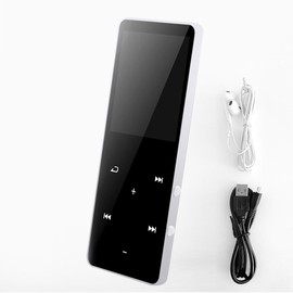 16GB MP3 Player with Bluetooth, Mp3 Player for Sports, Kids Mini Portable Music Player with FM Radio, Recording, Earphones Included (White)