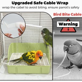 Automatic Parakeet Bird Bath with Pump, Large Bird Shower Fountain Indoor Bathtub with Running Water, Parrot Bath Tub Faucet for Pet Birds, African Grey, Cockatiel, Conure, Budgie, Lovebird (Green)