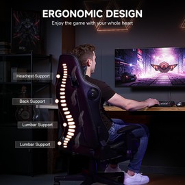 GTPLAYER Gaming Chair with Bluetooth Speakers and Footrest, Ergonomic Gamer Chair with Reclining Backrest, 3D Armrests, Adjustable Seat Height, Computer Desk Chair for Adults (Black)