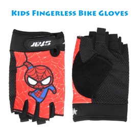 Miokkley Kids Fingerless Bike Gloves, Spider Superhero Sport Gloves for Children Monkey Bars Climbing Gloves Cycling Biking Fishing (Black, Small for 5-8 Y)
