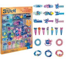 Stitch Hair Accessory Set for Girls, 22-Piece Hair Clips, Barrettes, and Elastics, Stitch Styling Kit with Character Designs, Perfect for Dress-Up, Parties by Townley Girl