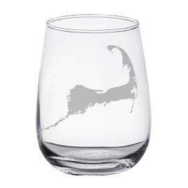 HullSpeed Designs Cape Cod Map - Stemless Wine Glasses Set of 2