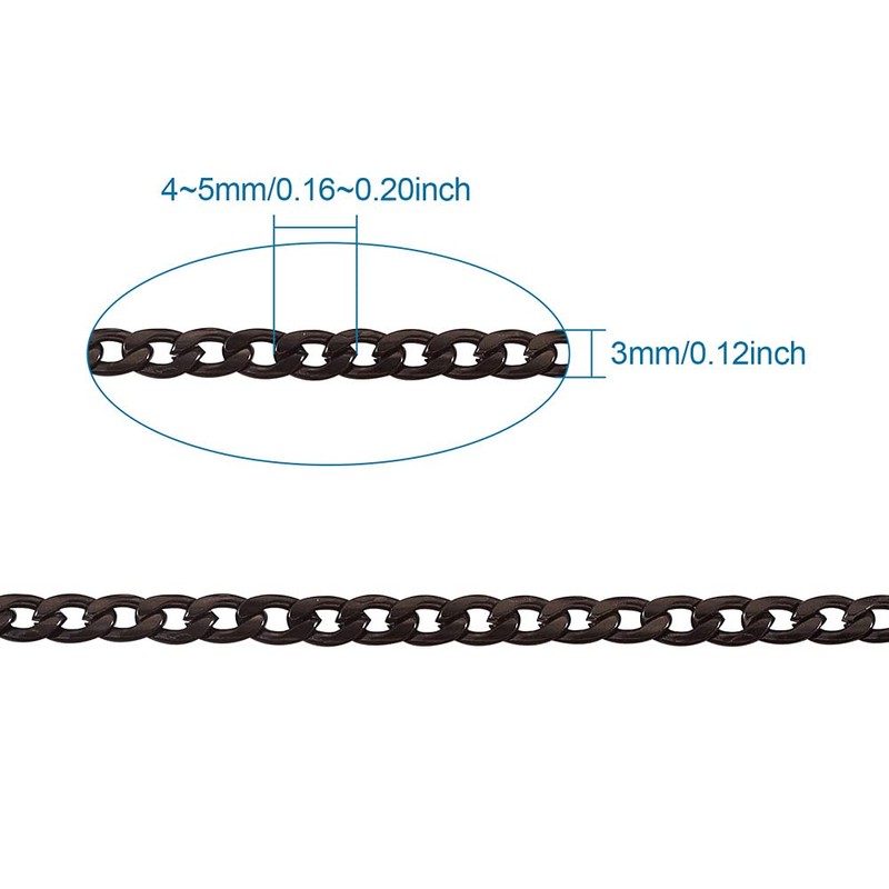 32.8 Feet 304 Stainless Steel Curb Chains Electrophoresis Black Unwelded