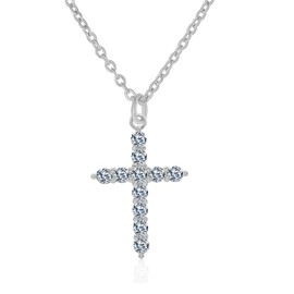 Cross Necklace for Women,Dainty 18K Gold Plated Cubic Zirconia Cross Pendant Necklaces for Women,Cross Faith Pendant Necklaces (silver-2)