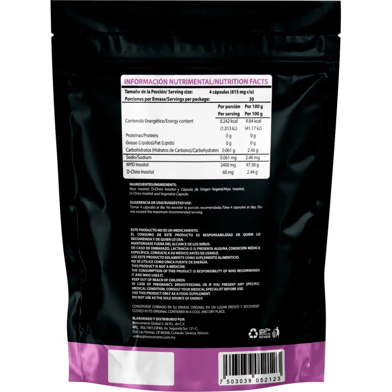 Myo Inositol & Dchiro Inositol 120 Cápsulas 40:1 Lwellthy Sabor