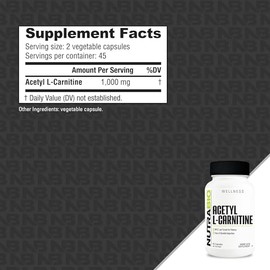 NutraBio- Suplemento de Acetil LCarnitina (ALCAR), 500mg Apoya la Produccin de Energa Natural, Manejo Metablico                                       