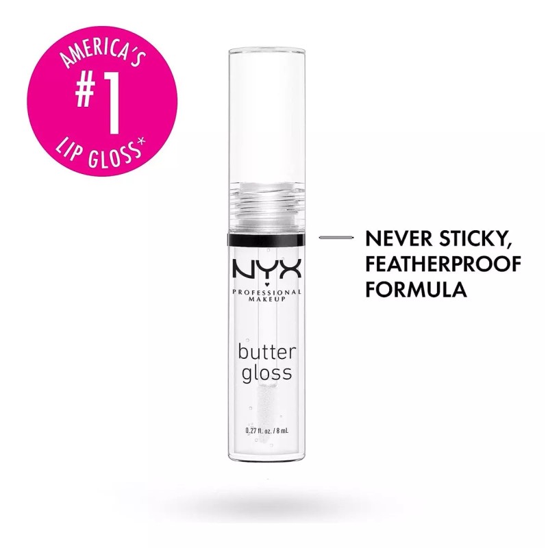 Nyx Professional Makeup Butter Gloss Brillo Transparente Usa Acabado Brillante