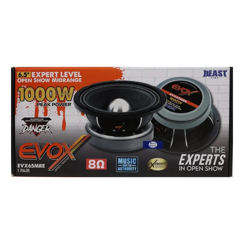 Medios Rangos 6.5puLG Evox Evx65mre 1000 Watts Open How 2pz