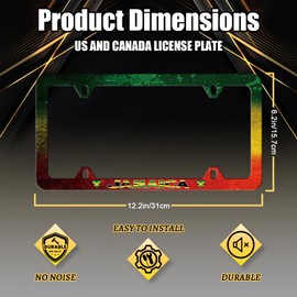Jamaica License Plate Frame Colorful Retro Jamaican Flag License Plate Personalise Stainless Steel Auto Parts Funny License Plate Decoration with Screws 12.3" x 6.3"
