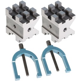 mitoharet 2-3/8 In x 2-3/4 In x 2 In Multi-Use V-Block and Clamp Machinist Set with Box, Hardened Steel 303-5219 M