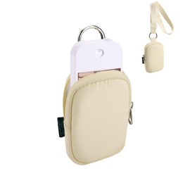 Beautyflier Pocket Hand Sanitizer Spray Case for Touchland Power Mist and Glow Mist 1FL OZ, Zipper Pouch for Hand Sanitizer Spray Bottle, with Removable Neck Strap, Great for Travel (Beige)