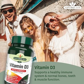 Natures Aid Super Strength Vitamin D3 4000iu – High Strength Vitamin D Supplement for Bones, Immune System, Mood & Energy – Natural, Non-GMO, Gluten Free, Vegan Health & Wellness Support – 60 Tablets
