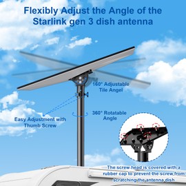 Starlink Gen 3 Mount Kit- Pipe Adapter, Angle-Adjustable Wall/Roof Pole Mount, Stainless Steel Starlink Mounting Kit for V3 Standard Dish, Starlink Accessories ( Fits Max 1.38" Poles )