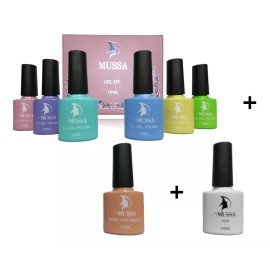 Mussa Kit Gel Gama 6 Piezas Mussa + Base Calcio + Top Uña Manicura