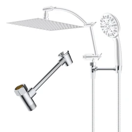 Hibbent All Metal Shower Head Holder, Adjustable Solid Brass Showerhead Bracket for Handheld Showerhead, Shower Spray Holder, Chrome