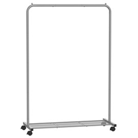 SONGMICS Clothes Rack with Wheels, Clothing Rack for Hanging Clothes, 25.4 mm Metal Garment Rack with Dense Mesh Storage Shelf, 110 lb Load Capacity, 2 Brakes, Gray UHSR025G01
