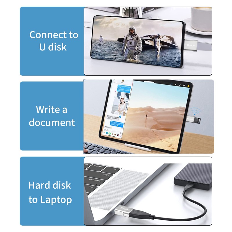 TRANLIKS USB to USB C Adapter, OTG Adapter from USB