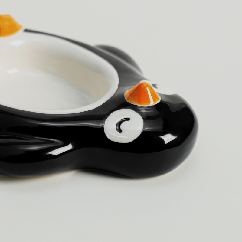 Bicuzat Cute Penguin Shaped Ceramic Sauce Dishes, Seasoning Dishes, Sushi