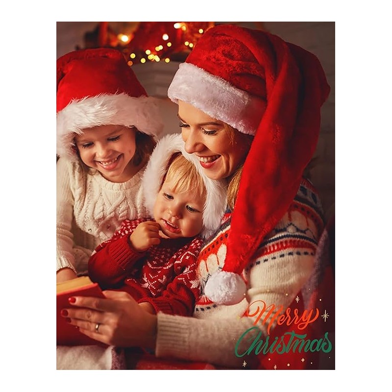 BleSky Long Christmas Santa Hat Adults Deluxe Plush Long Xmas