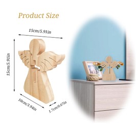 1 x Wooden Angel with Cross Wooden Angel Guardian Angel Wooden Angel with Engraving Guardian Angel Figurine Wooden Gift for Girls and Boys Money Gift Lucky Angel Communion Gifts Confirmation Gift