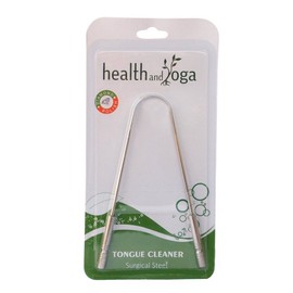 HealthAndYoga(TM) SteloSwipe Surgical Grade Stainless Steel Tongue Cleaner Scraper - Bacteria Inhibiting Non-Synthetic Grip - Sterilizable (Single)