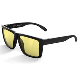 MAXJULI XXL Size Double Extra Large Z87 Sunglasses for Big Wide Heads Men TR90 Ultralight UV400 Protection Glasses 8228 (Matte Black Frame/Yellow Lens)