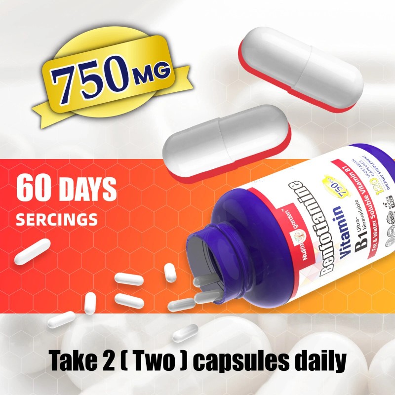NuvitaGarden Benfotiamine 750mg Per Serving, 240 Vegetarian Capsules, 3rd Party