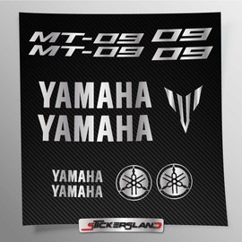 Motorcycle Helmet Compatible Tank Sticker Kit, Pre-Cut Vinyl, Easy Apply, Logos Stickersland® - MT-09 (Metallic Silver Matte)