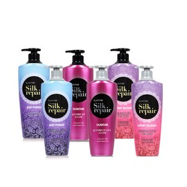 Elastine Silk Repair Perfect Shining Gold Silk Shampoo/Conditioner 550ml, Cherry Blossom Conditioner 550ml / 엘라스틴 실크리페어 퍼펙트 샤이닝 골드실크 샴푸/컨디셔너 550ml, 체리블라썸 컨디셔너550ml