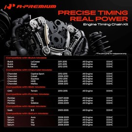 A-Premium Kit de Cadena de Distribución del Motor con Tensor | Compatible con Chevy & Buick & GMC & Pontiac & Saab & Saturn, Ajusta para Equinox [Ajus