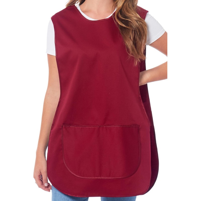 Ladies Plain With Matching Piping Tabard Apron Overalls Front Pocket