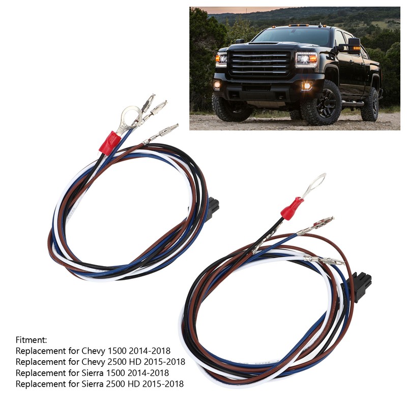 2 Pcs Driver Passenger Side Tow Mirrors Wiring Harness Running