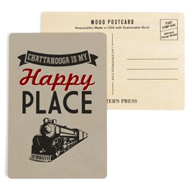 Chattanooga, Tennessee, Chattanooga Is My Happy Place (4x6 Birch Wood Postcards, 2-Pack Stationary, Rustic Home Wall Decor)