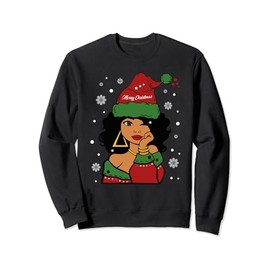 Black African American Santa Apparel Christmas Melanin Women Sweatshirt