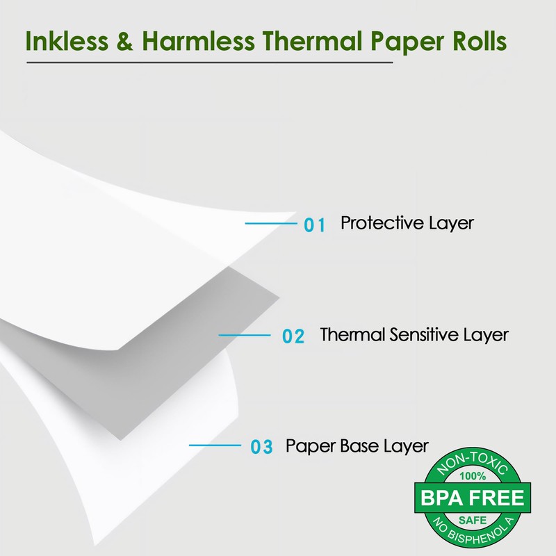 OTPOS 10 Rolls for Square Terminal Printer Paper, 2-1/4"W x