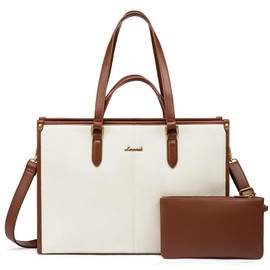 LOVEVOOK Laptop Bag for Women,15.6 inch Work Bags with Clutch, Vintage Leather Laptop Tote Bag,Computer Bag Laptop Purse, Briefcase Tote Bag Shoulder Bag Handbag for Business Office Teacher